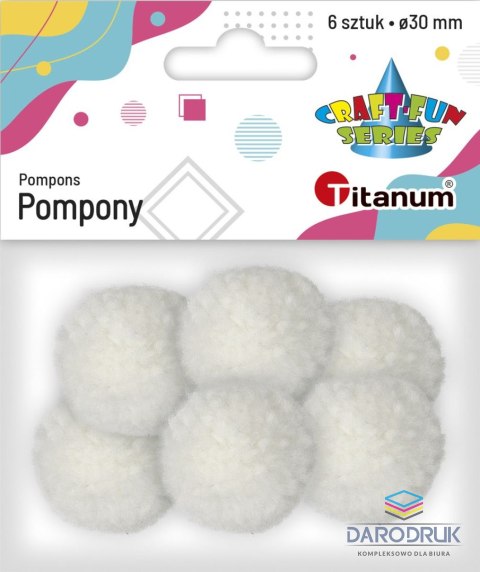 Titanum Pompony Craft-Fun Series pastelowe białe 6 szt Titanum (DIY19308)