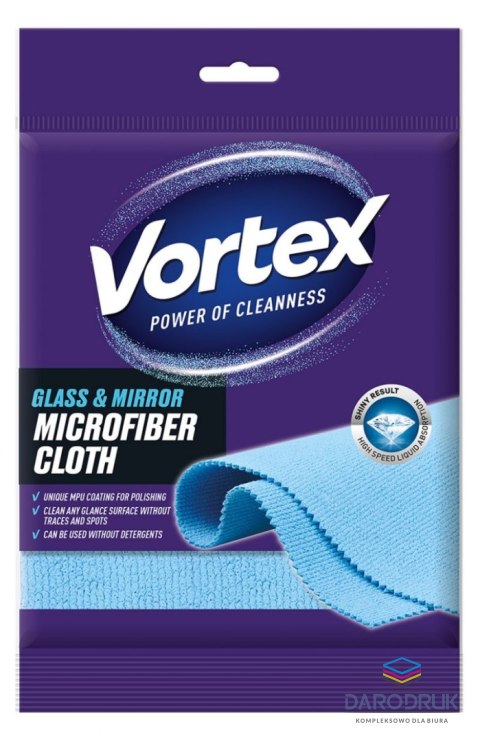 Vortex Ścierka z mikrofibry do szkła i luster niebieska mikrofibra [mm:] 350x350 Vortex (BS-VR-488167)