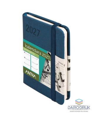 Antra Kalendarz książkowy (terminarz) 2027 Awangarda tygodniowy, granatowy A7 110mm x 78mm Antra (Kal001523)