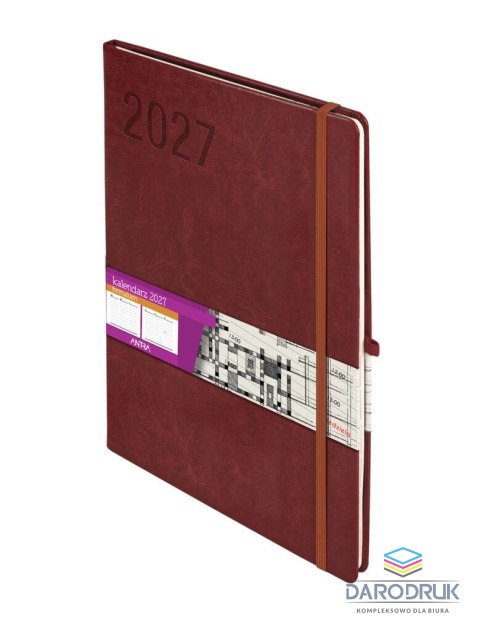 Antra Kalendarz książkowy (terminarz) 2027 Formalizm tygodniowy, brązowy A5 210mm x 145mm Antra (Kal001541)
