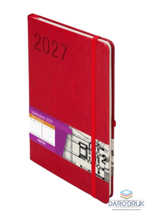 Antra Kalendarz książkowy (terminarz) 2027 Formalizm tygodniowy, czerwony A5 210mm x 145mm Antra (Kal001540)