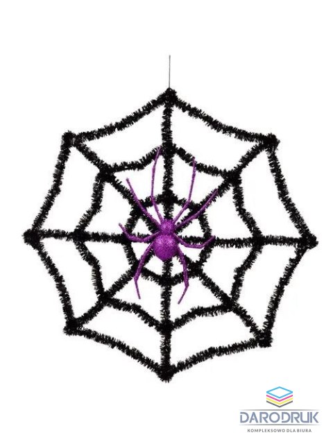 Arpex Ozdoba halloweenowa PAJĘCZYNA Z BROKATOWYM PAJĄKIEM Arpex (HA9751)
