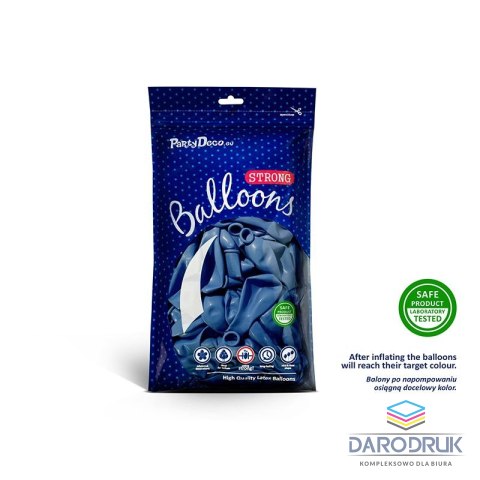 Partydeco Balon gumowy metalizowany 100 szt niebieski 270mm 12cal Partydeco (SB12M-083C)