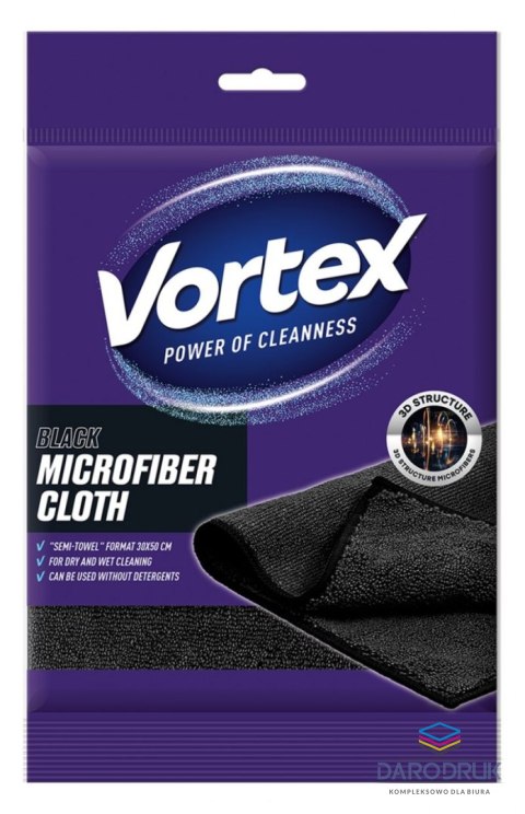 Vortex Ścierka z mikrofibry półręcznik, czarna mikrofibra [mm:] 300x500 Vortex (BS-VR-647198)