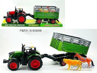 Adar Traktor z przyczepą i zwierzętami; 54,5x16x14,5cm, PVC Adar (641099)