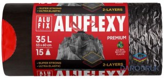 Alufix Worki na śmieci aluflexy kolor: stalowy 35L 15 szt Alufix (BS-AX-657890)