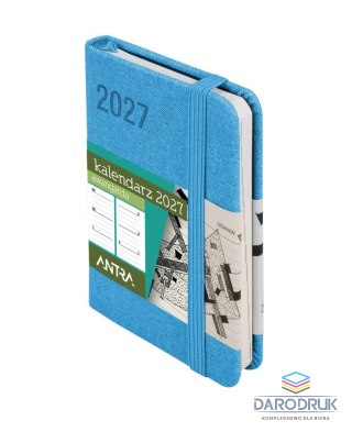 Antra Kalendarz książkowy (terminarz) 2027 Awangarda tygodniowy, niebieski A7 110mm x 78mm Antra (Kal001524)