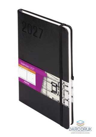 Antra Kalendarz książkowy (terminarz) 2027 Formalizm tygodniowy, czarny A5 210mm x 145mm Antra (Kal001539)
