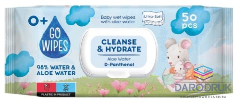 Gowipes Chusteczki higieniczne nawilżane dla dzieci z wodą aloesową i d-pantenolem 50 szt Gowipes (BS-GW-657098)