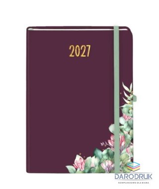 Antra Kalendarz książkowy (terminarz) 2027 Botanical tygodniowy bordowy A4 Antra