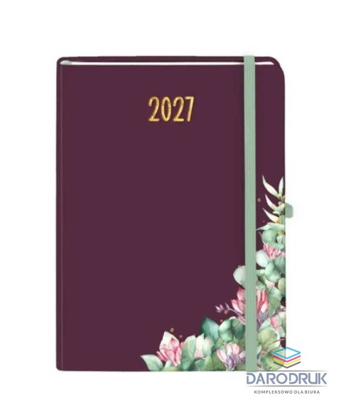 Antra Kalendarz książkowy (terminarz) 2027 Botanical tygodniowy bordowy A4 Antra