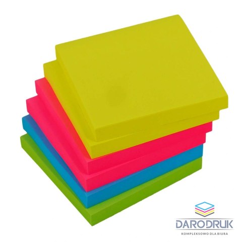 Stick'n Notes samoprzylepny (karteczki) HOPAX kostka neon 4 kol mix 100k [mm:] 76x76 Stick'n (21912)