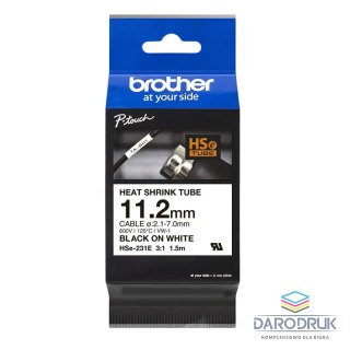 Rurka termokurczliwa Brother 11,2mm/1,5m czarny nadruk na białym