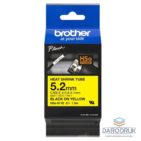 Rurka termokurczliwa Brother 5,2 mm/1,5m czarny nadruk na żółtym