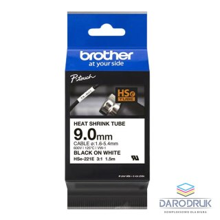Rurka termokurczliwa Brother 9mm/1,5m czarny nadruk na białym