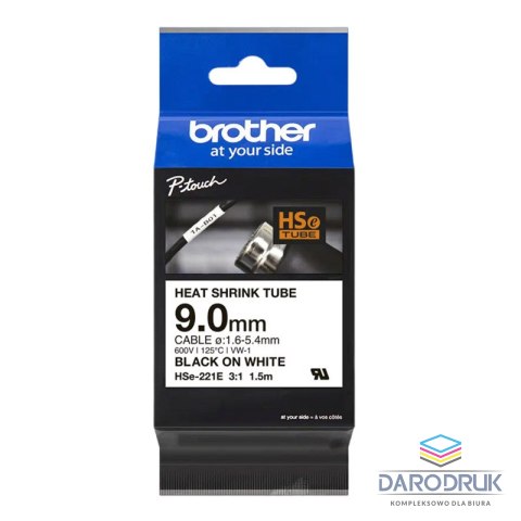 Rurka termokurczliwa Brother 9mm/1,5m czarny nadruk na białym