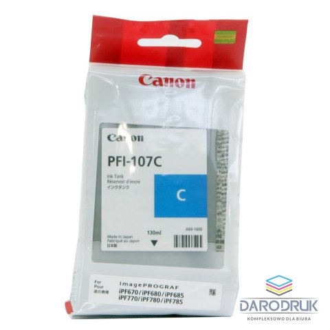 Tusz Canon PFI-107C do iPF670/680/685/770/780/785 | 130ml | cyan