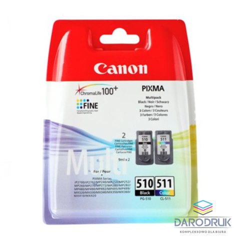 Zestaw dwóch tuszy Canon PG510/CL511 do MP-240/260/270/280/480/490 | CMYK