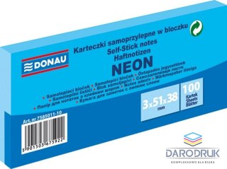 Donau Notes samoprzylepny (karteczki) Neon niebieski 300k [mm:] 51x38 Donau (7585011-10)