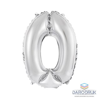 Godan Balon foliowy cyfra 0 srebrny 35 cm Godan (FG-C35S0)