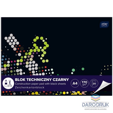 Interdruk Blok techniczny A4 czarna 170g 10k Interdruk (ABLTA4C)
