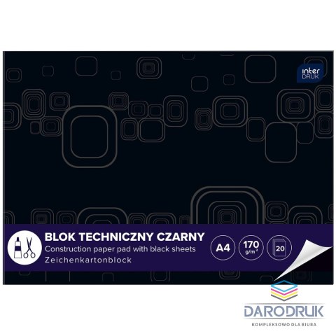 Interdruk Blok techniczny A4 czarna 170g 10k Interdruk (ABLTA4C)