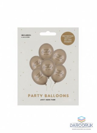 Partydeco Balon gumowy Happy Birthday, Metallic Cold Gold złoty 300mm Partydeco (SB14M-341-019Z-6)