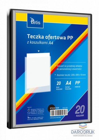 Tetis Teczka kartonowa na suwak 40 koszulek A4 czarny Tetis (BT630-V/40//)