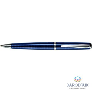 Titanum Długopis obrotowy 10B1-DC Titanum metalowy niebieski w kratkę srebrne wykończenie niebieski wkład 0,7 mm