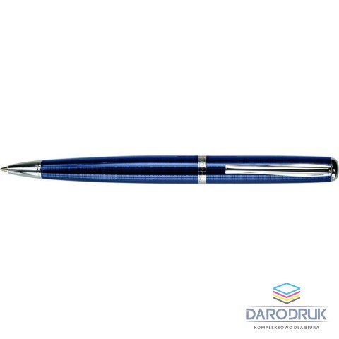 Titanum Długopis obrotowy 10B1-DC Titanum metalowy niebieski w kratkę srebrne wykończenie niebieski wkład 0,7 mm