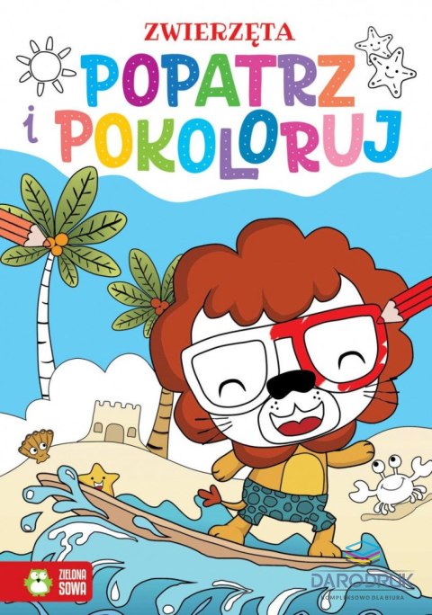 Zielona Sowa Książeczka edukacyjna Popatrz i pokoloruj. Zwierzęta Zielona Sowa