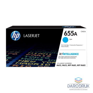 Toner HP 655A do Color LaserJet Enterprise M653/M681/M652 | 10 500 str. | Cyan