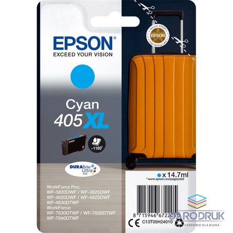 Tusz Epson 405XL do WF-7835/7830D/7840DTWF | 14,7 ml | Cyan