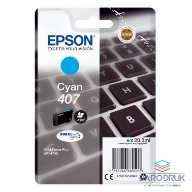 Tusz Epson 407 do WF-4745DTWF | 20,3 ml | Cyan