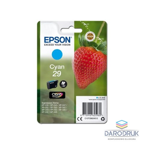 Tusz Epson T29 do XP-235/332/335/432 3,2 ml cyan