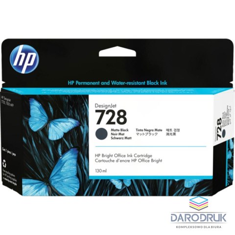 Tusz HP 728 do Designjet T730/T830 | 130ml | matte black