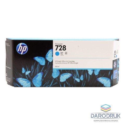 Tusz HP 728 do Designjet T730/T830 | 300ml | cyan
