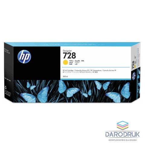 Tusz HP 728 do Designjet T730/T830 | 300ml | yellow