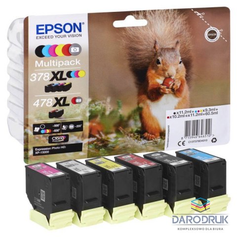 Zestaw tuszy Epson 6w1 478XL Multipack Claria Photo HD CMYK+ G