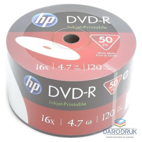 HP DVD-R | 4.7GB | x16 | WHITE FF InkJet Printable White | spindel 50