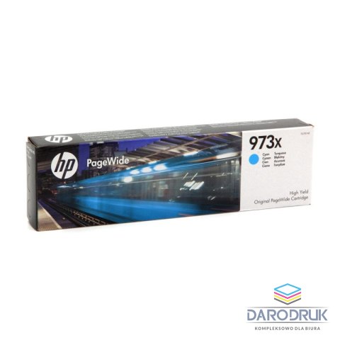 Tusz HP 973X do PageWide Pro 452DW/DWT, 477DW/DWT | 7 000 str. | cyan