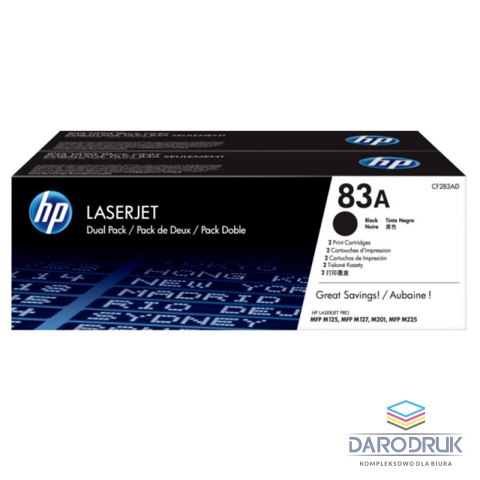 Zestaw dwóch tonerów HP 83A do LaserJet Pro M125/127 | 2 x 1 500 str. | black