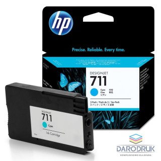 Zestaw trzech tuszy HP 711 do Designjet T120/520 | 3 x 29ml | cyan