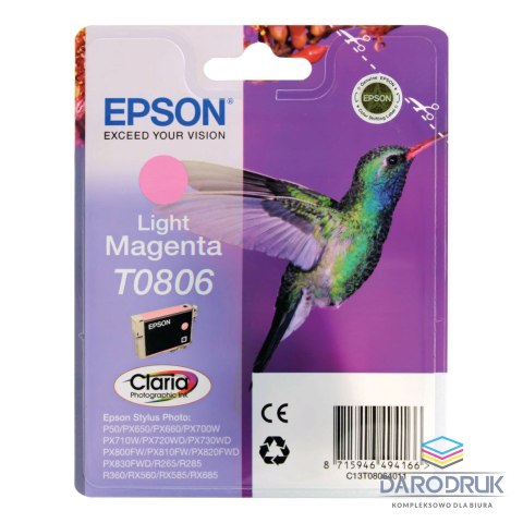 Tusz Epson T0806 do Stylus Photo R-265/285/360 RX560 | 7,4ml | light magenta