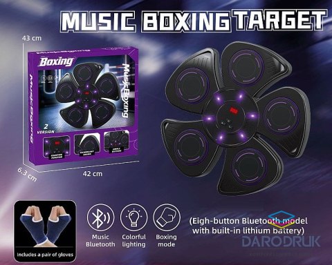 Adar Gra zręcznościowa zestaw bokserski, tarcza na baterie, z muzyką i światłem, z Bluetooth, z kablem USB do ładowania Adar (642256)