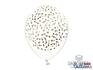Partydeco Balon gumowy gumowy kropeczki w kolorze złotym 30 cm/6 sztuk pastelowy 6 szt przezroczysty 300mm Partydeco (SB14C-208-099G-6)