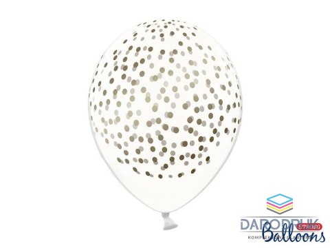 Partydeco Balon gumowy gumowy kropeczki w kolorze złotym 30 cm/6 sztuk pastelowy 6 szt przezroczysty 300mm Partydeco (SB14C-208-099G-6)