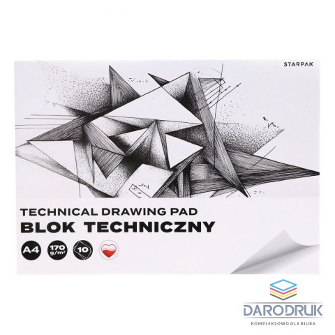 Starpak Blok techniczny A4 biały 170g 10k Starpak (587755)