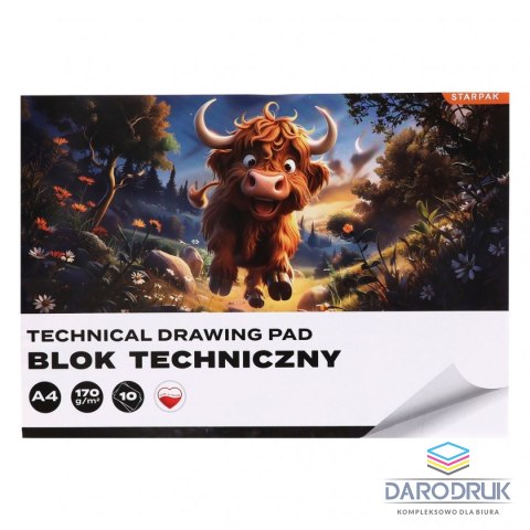Starpak Blok techniczny A4 biały 170g 10k Starpak (587753)