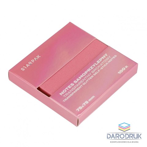 Starpak Notes samoprzylepny (karteczki) Transparentny brokat Różowy mix 100k [mm:] 75x75 Starpak (576529)